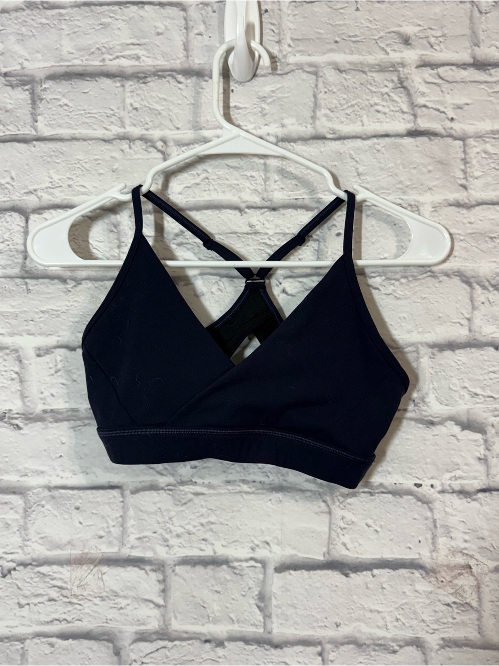 Til You Collapse Black V-Wrap Racerback Sports Bra, Small